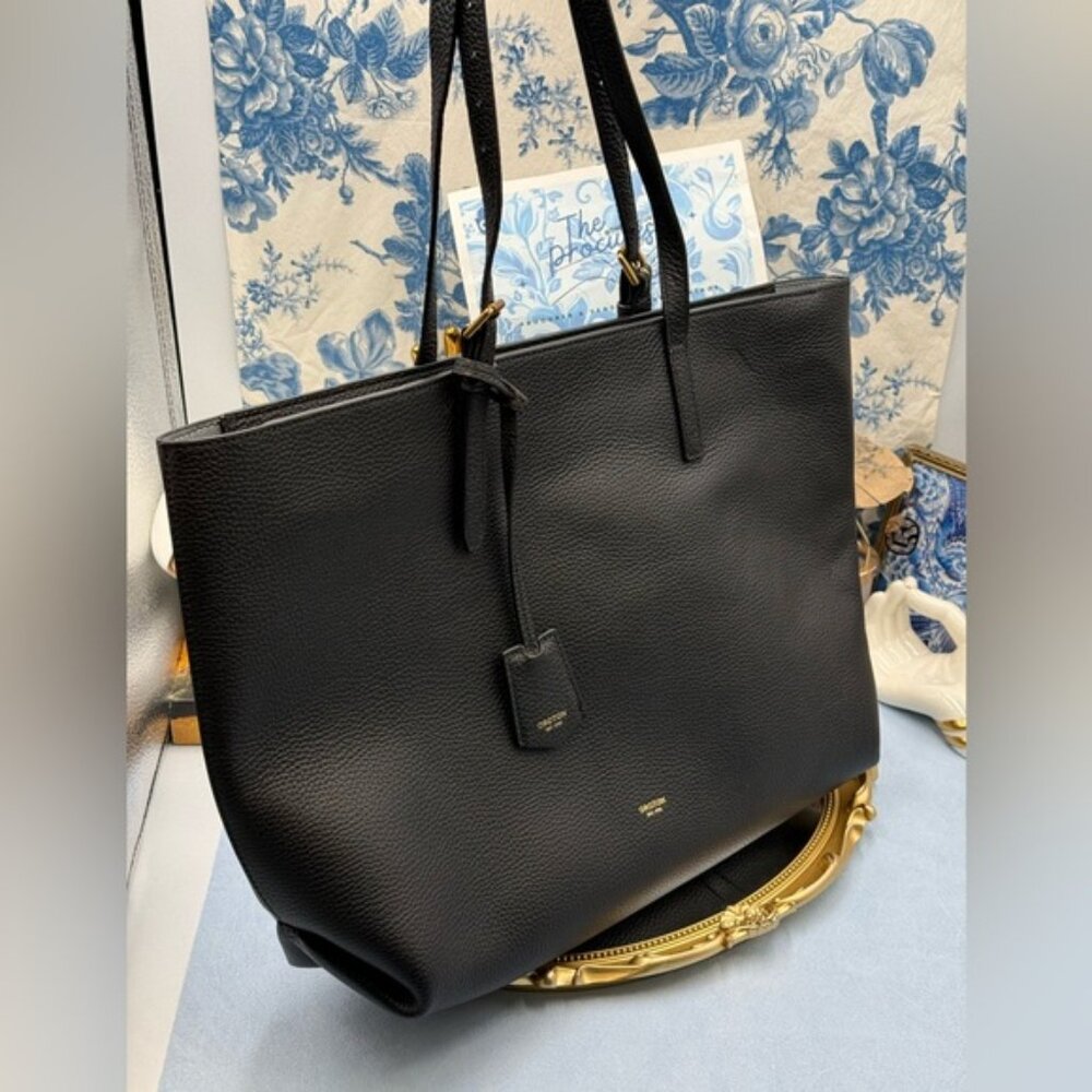 🆕 OROTON 🧿 NWOT Margot Medium Zip Tote Bag, Black Leather - Picture 3 of 16